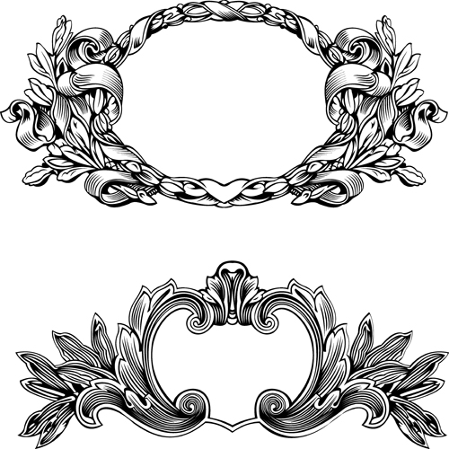Elements of Vintage frames vector set 01