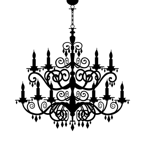 Ornate chandelier vector silhouette set 03