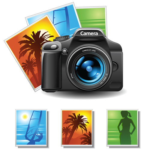 Camera accessories design vector 03