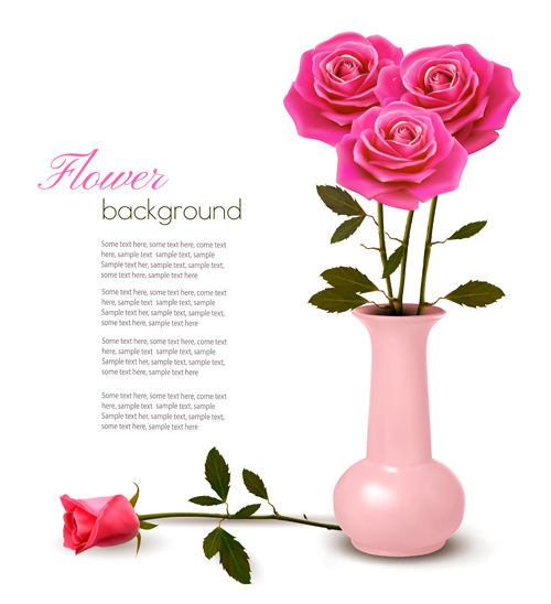 Pink rose beautiful background vectors 01