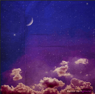 vector background sky Retro font night background 
