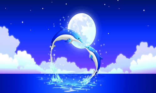 romantic roman dolphin background vector background 