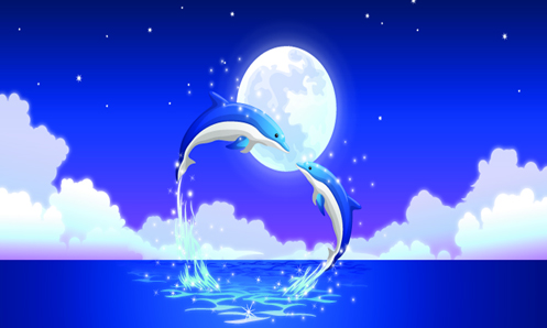 Romantic Dolphin background vector
