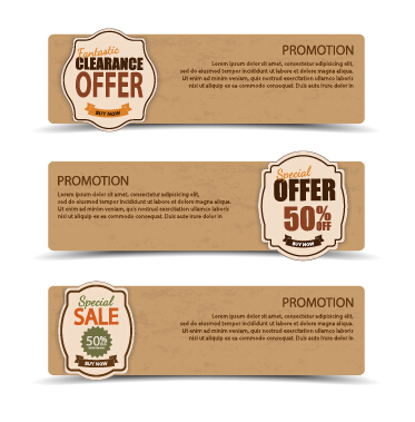 Sale banner cardboard vector material 04
