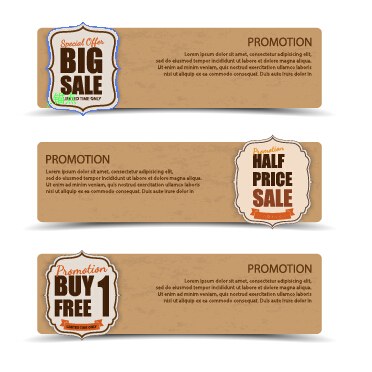 Sale banner cardboard vector material 05