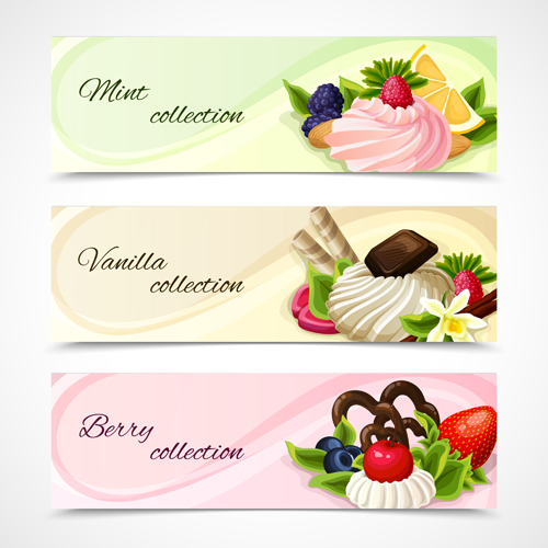 Shiny chocolate and sweets vector banners 03