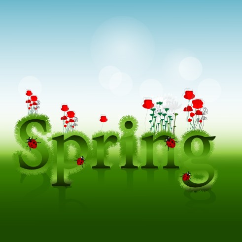 Shiny spring elements vector background graphic 01