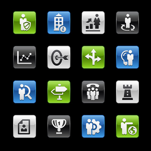 Square business planning series icons vector 05