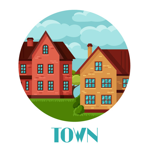 Town house vector design 01