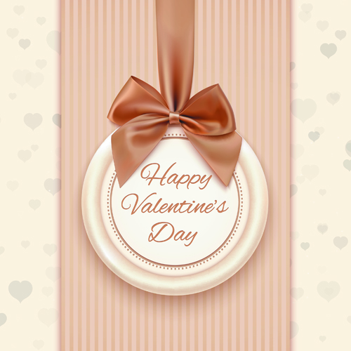 Valentines Day cards with ornate bow vector 05