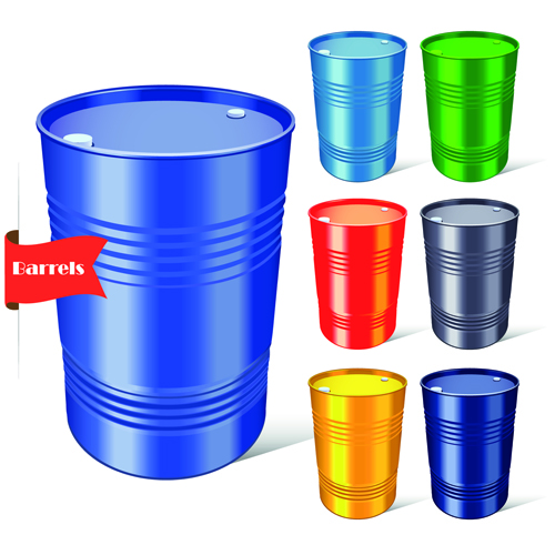 Vector set of colored barrel vector material 01