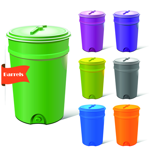 Vector set of colored barrel vector material 02