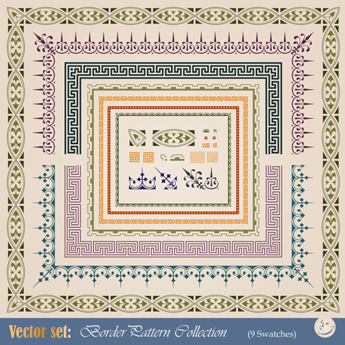 Vintage border pattern with frame design vector 02