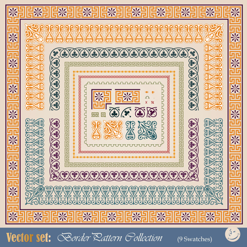 Vintage border pattern with frame design vector 03