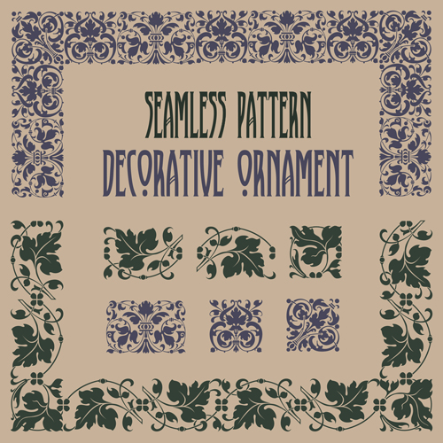 Vintage border pattern with frame design vector 04