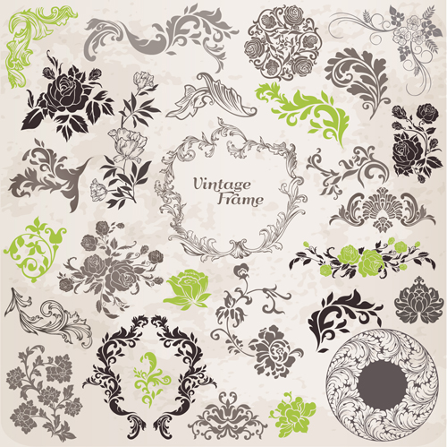 Vintage frames & lace vector 01