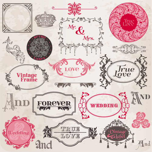 Vintage frames & lace vector 02