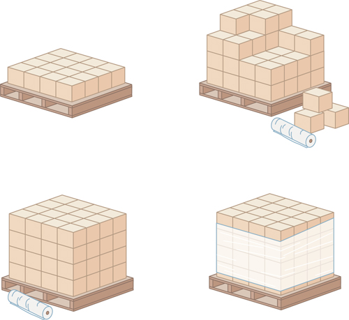 Warehouse with Worker elements vector graphic 03