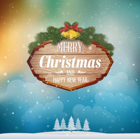 wooden winter christmas background vector background 