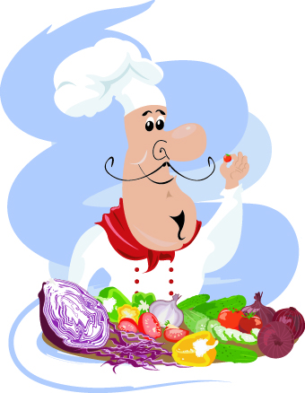Cute chef illustration vector set 03
