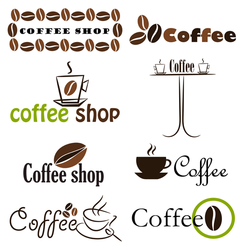 Set of Coffee logo design elements mix vector 01