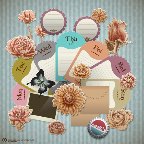 vintage scrapbook elements vector 02