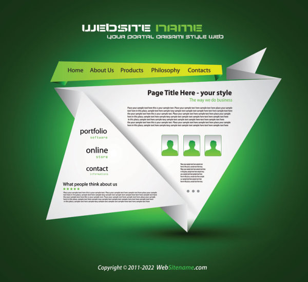 Origami website Style Design vector 03