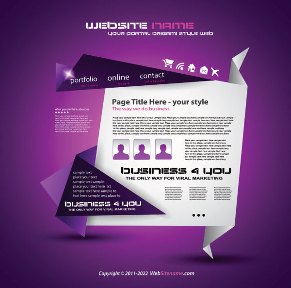 Origami website Style Design vector 04