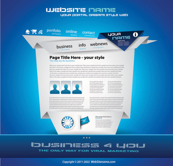 Origami website Style Design vector 05