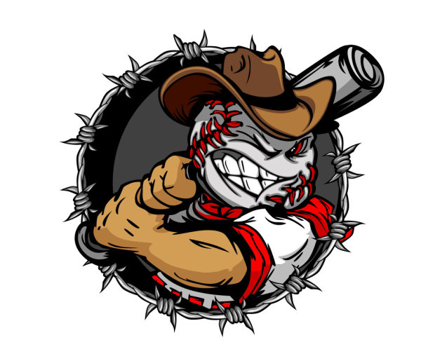 funny cartoon Baseball player vector 02