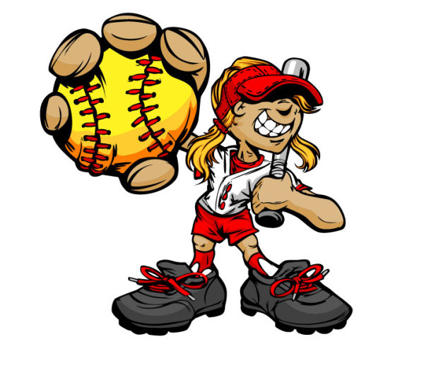 funny cartoon Baseball player vector 05