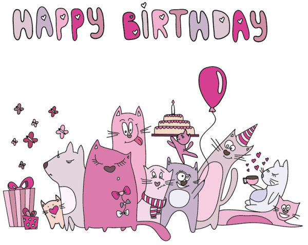 Festival elements and funny cat vector graphic 01