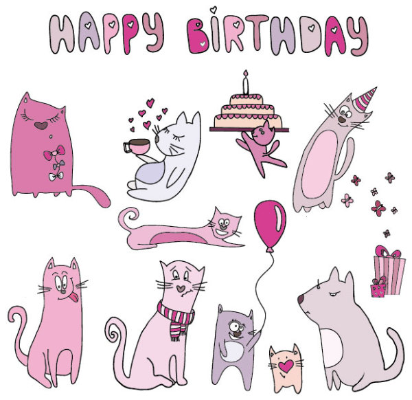 Festival elements and funny cat vector graphic 08