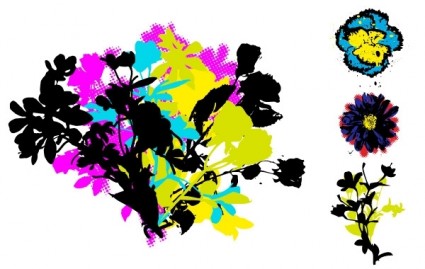 Retro Grunge Floral Vectors