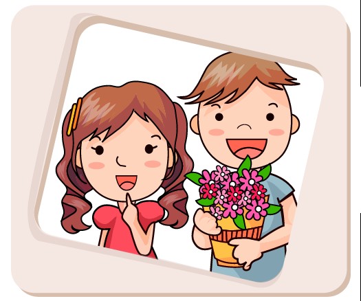 Elements of Romantic cartoon Lovers vector set 24