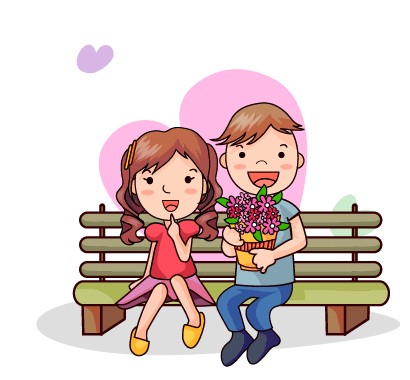 Elements of Romantic cartoon Lovers vector set 26