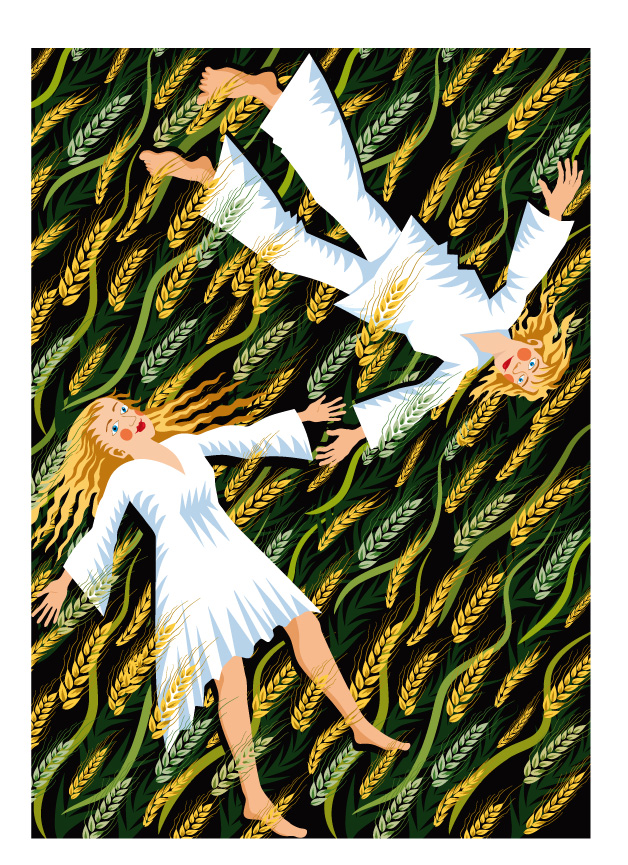 Elements of paddy fields couple Vector