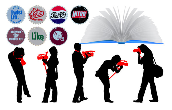 Elements of books and characters Vector