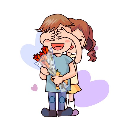 Elements of Romantic cartoon Lovers vector set 28