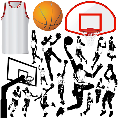 Set of Basketball design elements vector material 03