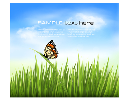 vector background green grass green grass butterfly beautiful background 