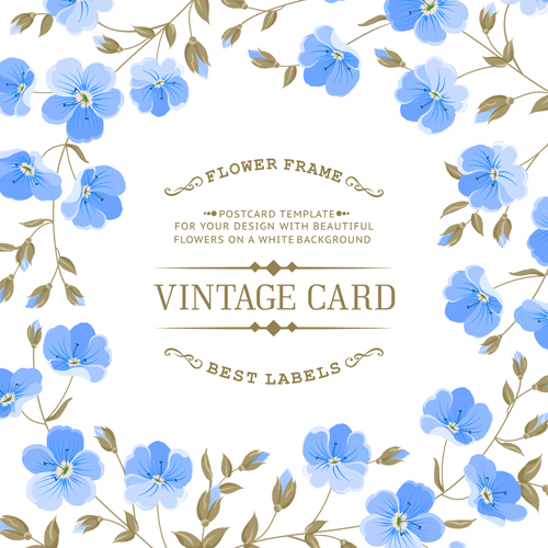 vintage flower design card blue 