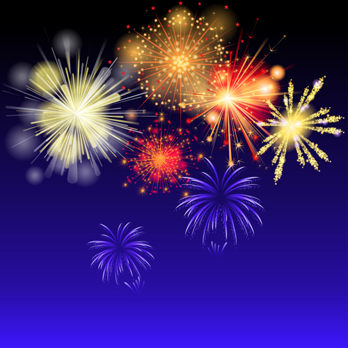 Brilliant holiday fireworks vectors set 01