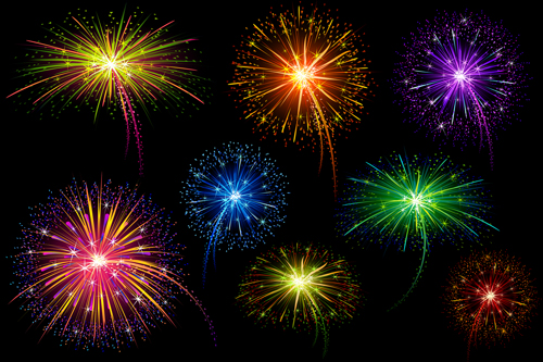 Brilliant holiday fireworks vectors set 02