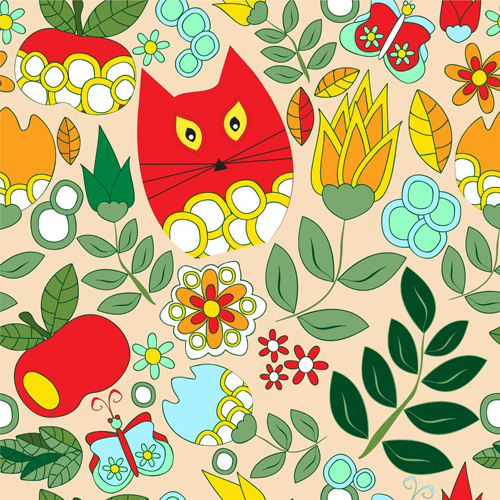 seamless pattern cat cartoon 