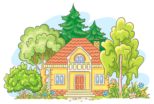 Cartoon landscape hand drawn vectors 03
