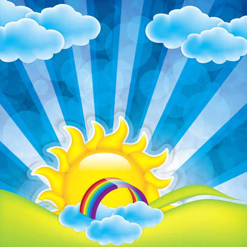 Cartoon spring background bright vector 01