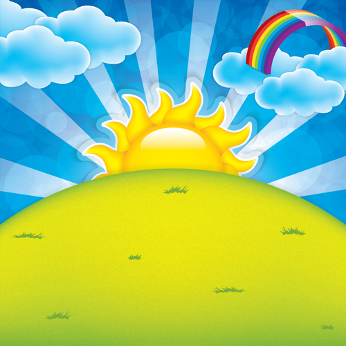 Cartoon spring background bright vector 02