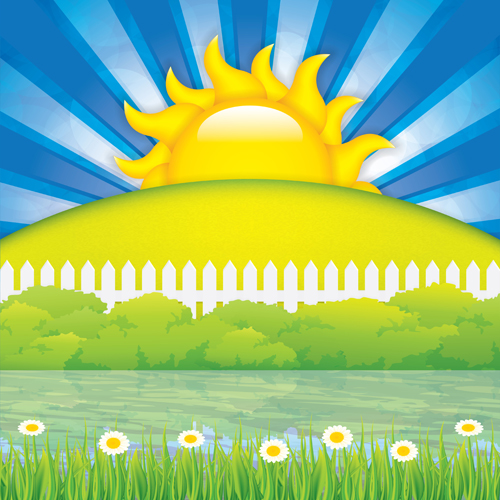 Cartoon spring background bright vector 05