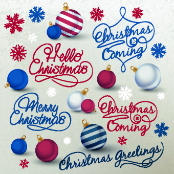 Christmas decor ball and elements vector
